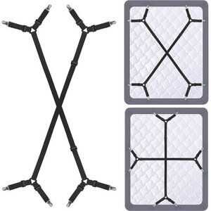 Bed Sheet Holder Straps Sheet Adjustable Bed Clips Fasteners 2Pcs/Set Black